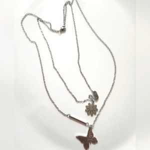 Stainless Steel silver butterfly 🦋 layered necklace